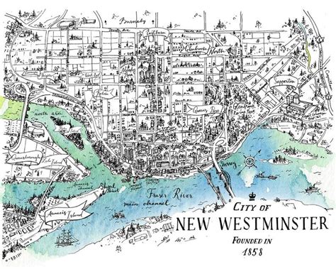 New Westminster Map Art Print — Willow And Wallflower