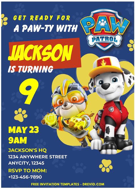 Easily Edit Pdf Invitation Paw Ty With Paw Patrol Birthday Invitation B Download Hundreds