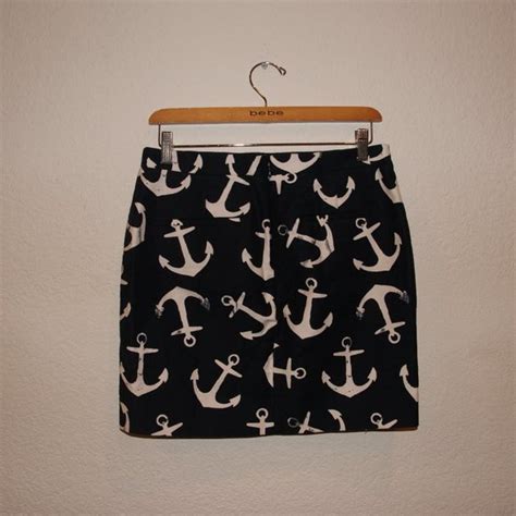 J Crew Skirts 8 Jcrew Navy White Dizzy Anchors Postage Stamp Mini