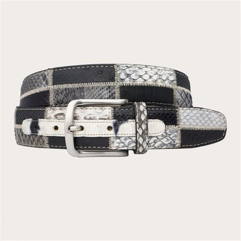 White And Black Python Patchwork Belt BRUCLE Made In Italy