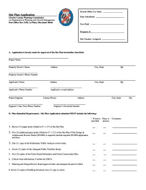 Fillable Online Charlescountymd Site Plan Application Charles County