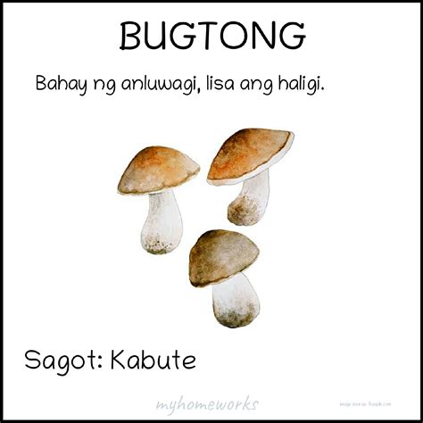 My Homeworks: BUGTONG NA MAY SAGOT AT LARAWAN