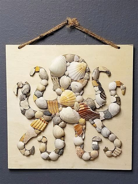 Seashell Octopus Collage Sea Shell Decor Shell Crafts Diy Seashell Projects