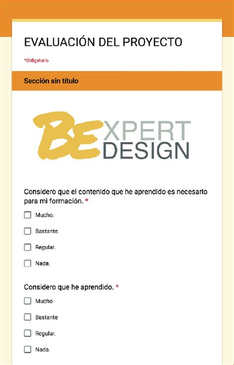 Ejemplo De Las Preguntas Planteadas En El Cuestionario De Evaluaci N