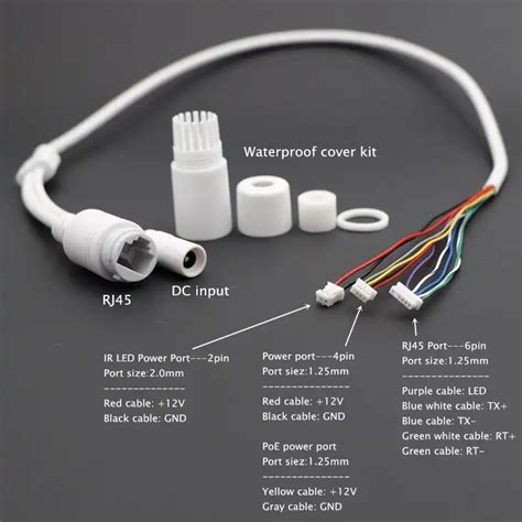 CCTV POE IP Network Camera PCB Module Video Power Cable Withe 65cm