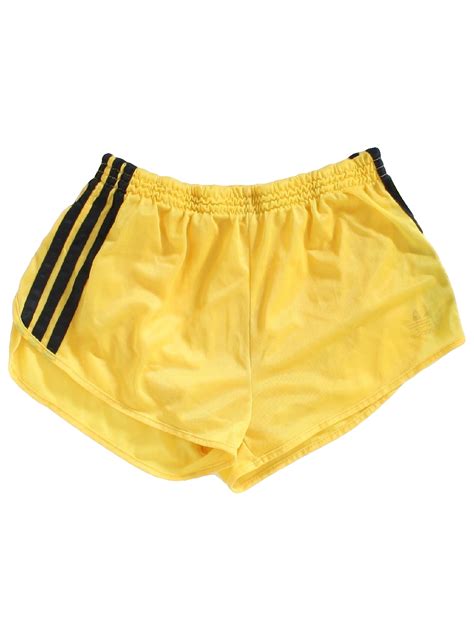 Vintage 80s Shorts 80s Adidas Mens Yellow Background Nylon Running