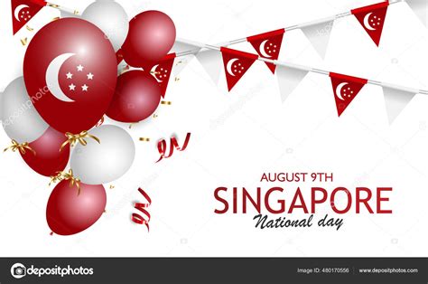 Singapore National Day Singapore Flag Singapore National Day Concept August Stock Vector Image ...