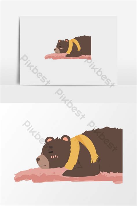 Drawing Hibernating Bear Illustration Elements Illustration | PSD Free ...