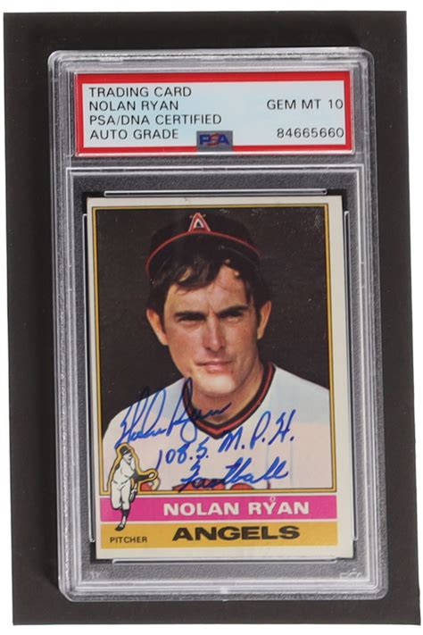 Nolan Ryan Signed 1976 Topps 330 Inscribed 108 5 M P H Fastball