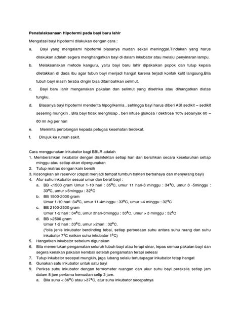 Penatalaksanaan Hipotermi Pada Bayi Baru Lahir Pdf