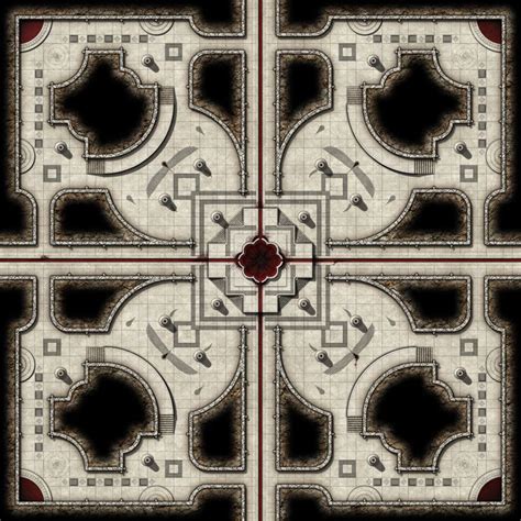 D&D Fantasy Map Tiles in Black, White, Red, and Grey