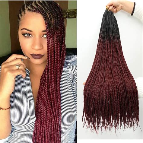 Buy Ombre Box Braids Crochet Hair Inch Medium Box Braid Pre Looped