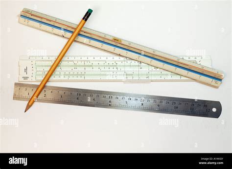 3 Types Of Rulers Regular Slid And Scale With A Pencil Used For