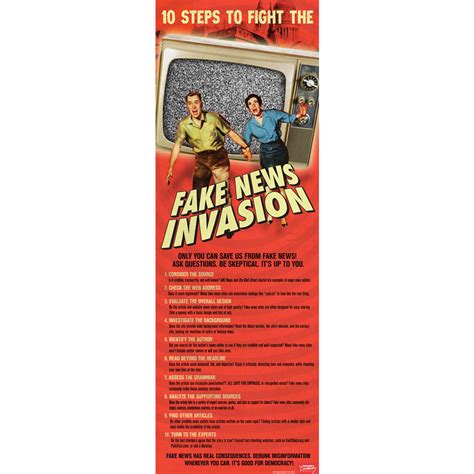 10 Steps To Fight The Fake News Invasion Skinny Poster Social Studies