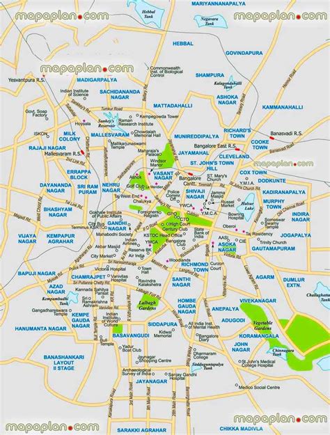 Bangalore maps - Top tourist attractions - Free, printable city street ...