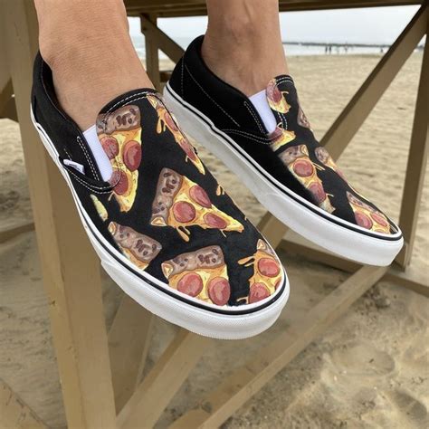 Pizza Vans Slip On Shoes | THE CUSTOM MOVEMENT | Pizza shoes, Vans slip ...