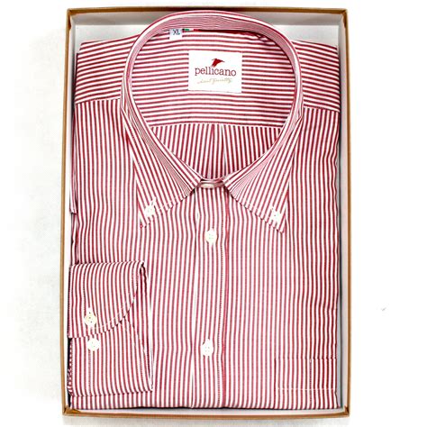 Men S Stripe Oxford Button Down Shirt In Red White Pellicano Menswear