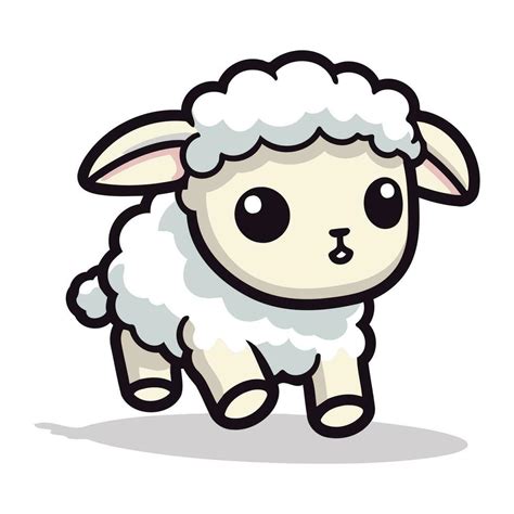 Cute Cartoon Sheep Vector Illustration Isolated On A White Background