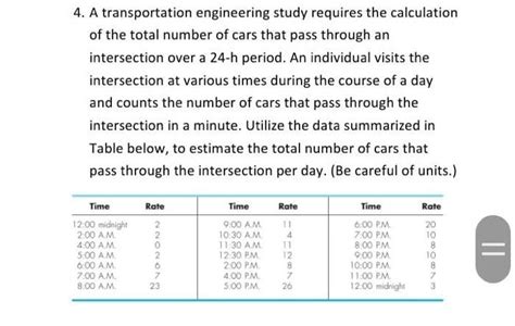 Solved 4 A Transportation Engineering Study Requires The Chegg