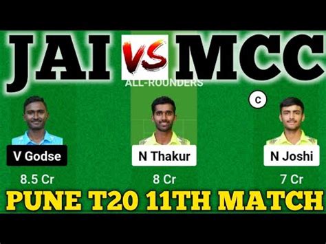 JAI Vs MCC Dream11 JAI Vs MCC Dream11 Prediction JAI Vs MCC Dream11