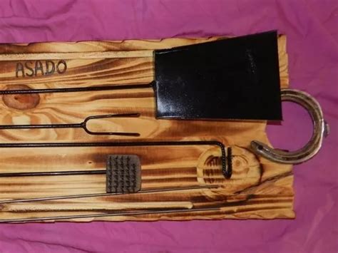 Tabla Asado Picadas Madera 80cm Kit Asador Parrillero En Venta En