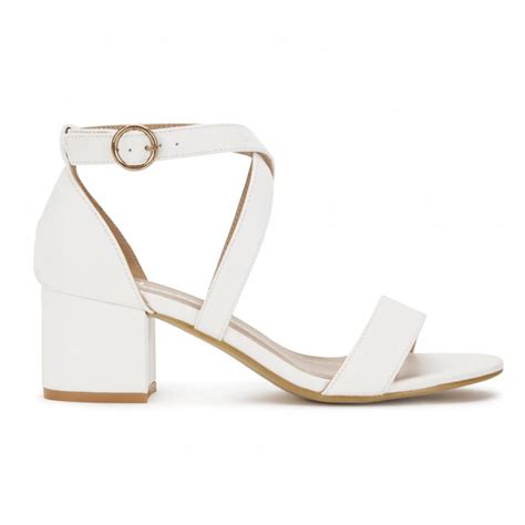 White Low Heel Sandals