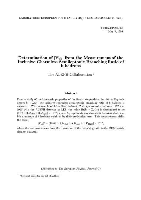 Pdf Determination Of V Ub From The Measurement Of The Inclusive