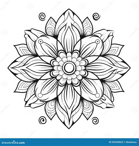 Elegant Mandala Flower Coloring Page For Relaxation Stock Illustration Illustration Of