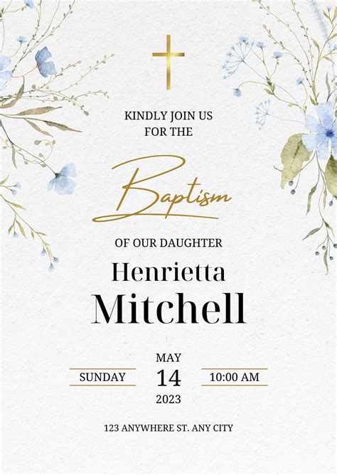 Free printable, customizable baptism invitation templates | Canva ...