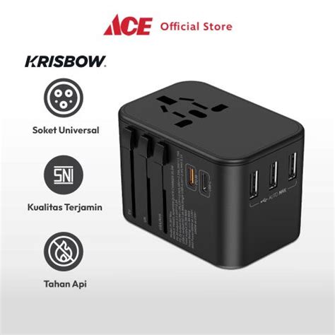 Jual Ace Krisbow Steker Travel Adaptor Type C Qc Universal Socket