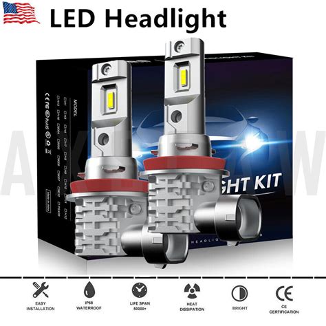 H H H Led Headlight Kit High Low Beam Bulb Super Bright K White