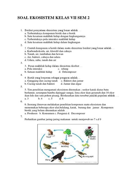 Soal Tentang Ekosistem Kelas 10 Dan Pembahasannya Satu Trik