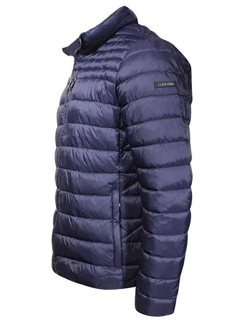 Calvin Klein Men S Packable Water Resistant Zip Front Navy Puffer