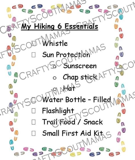 Cub Scout Six Essentials Printable