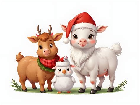 Christmas Farm Animals Graphic by A.I Illustration and Graphics ...