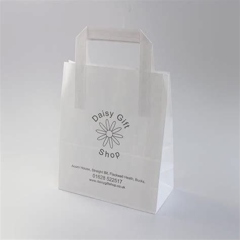 Small White Custom Printed Paper Carrier Bags 1 Colour Print Packgenie