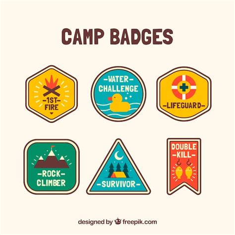 Conjunto Colordio De Insignias De Campamento Vector Gratis