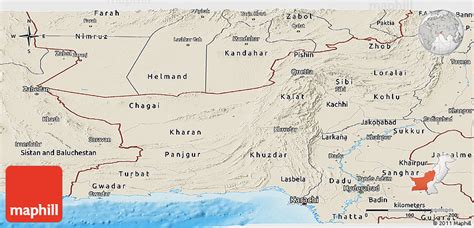 Shaded Relief Panoramic Map of Baluchistan