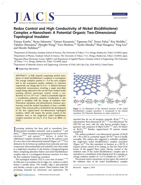 Pdf Redox Control And High Conductivity Of Nickel Bis Dithiolene