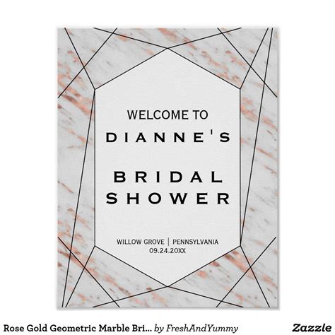 Rose Gold Geometric Marble Bridal Shower Welcome Poster Zazzle Welcome Poster Bridal Shower