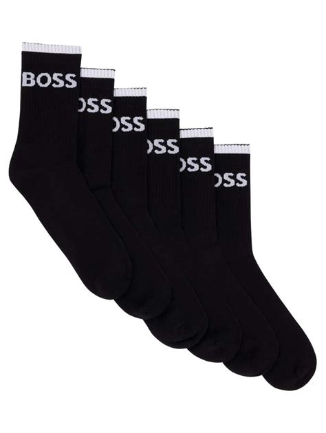 Lot De Paires De Chaussettes Hautes En Coton Noires Unies Coupe Mi