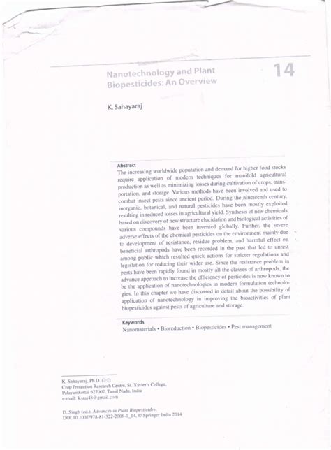 (PDF) Nanotechnology and Plant Biopesticides: An Overview