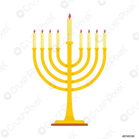 Menorah Icon Flat Style Stock Vector Crushpixel