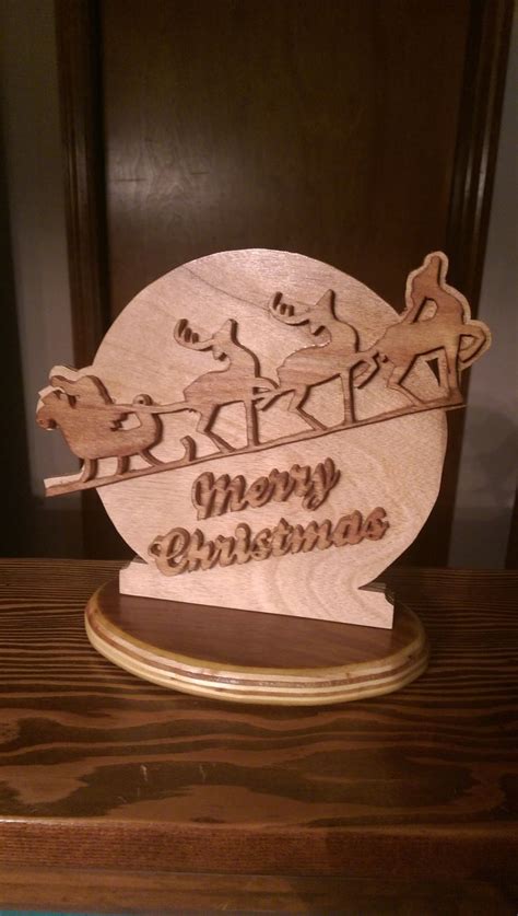 Santa Claus Reindeer Sleight Christmas Moon Scroll Saw Santa Claus