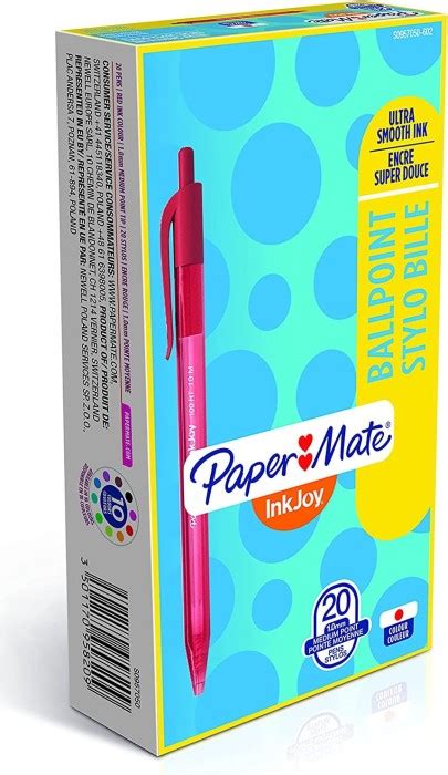 Paper Mate InkJoy 100 RT M Kugelschreiber Rot Transparent 20er Pack Ab