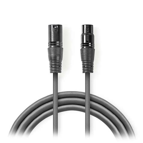 Nedis Cotg15010gy100 Balanced Xlr Audio Cable Xlr 3 Pin Male Xlr 3