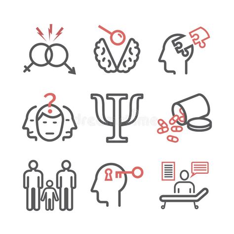 Psychology Line Vector Icons Set Stock Vector Illustration Of Human