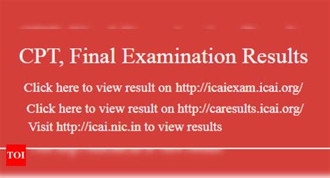 Icai Result At Icai Nic In Ca Final Cpt Result Declared At Icai