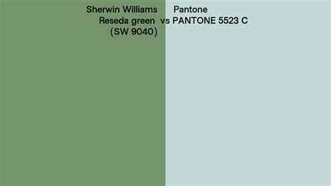 Sherwin Williams Reseda Green Sw 9040 Vs Pantone 5523 C Side By Side