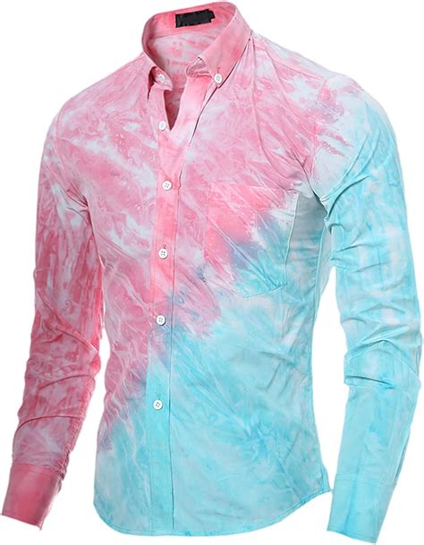 Arbuliry Men Fancy Shirtslong Sleeve Color Matching Men Casual Shirt